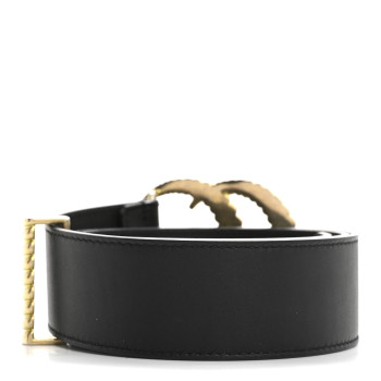 GUCCI Moon Calfskin Torchon Double G 40mm Belt 80 32 Black