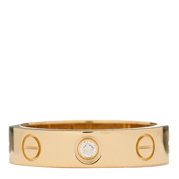 CARTIER 18K Yellow Gold Diamond 4mm LOVE Wedding Band Ring 46 3.75