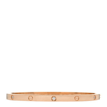 CARTIER 18K Pink Gold 6 Diamond Small LOVE Bracelet 16