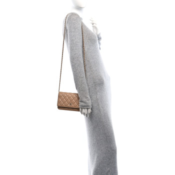 CHANEL Caviar Quilted Wallet on Chain WOC Beige