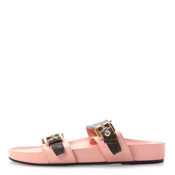 LOUIS VUITTON Monogram Bom Dia Mule Sandals 38.5 Rose Poudre
