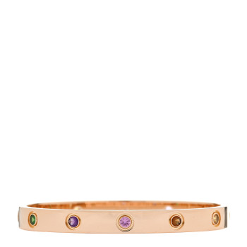 CARTIER 18K Pink Gold Sapphire Garnet Amethyst LOVE Bracelet 16