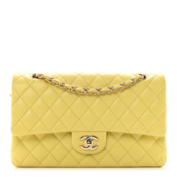CHANEL Caviar Quilted Medium Double Flap Yellow