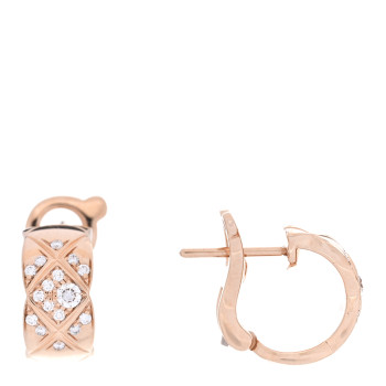 CHANEL 18K Beige Gold Diamond Coco Crush Hoop Earrings