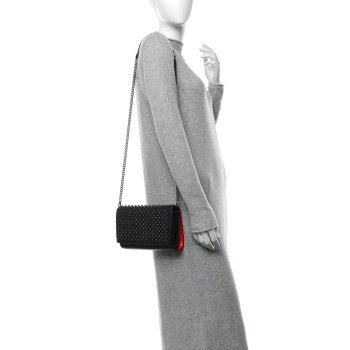 CHRISTIAN LOUBOUTIN Calfskin Spikes Paloma Clutch Black Gunmetal