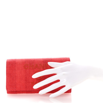 CHANEL Canvas Deauville Flap Wallet Red