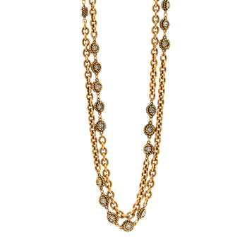 CHANEL Crystal Chain Long Necklace Belt Gold