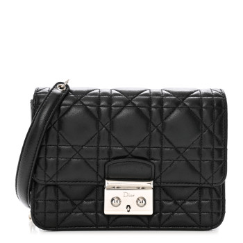 CHRISTIAN DIOR Lambskin Cannage Mini Miss Dior Flap Black