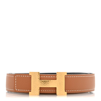 HERMES Box Togo 24mm Mini Martelee H Belt 95 38 Black Gold