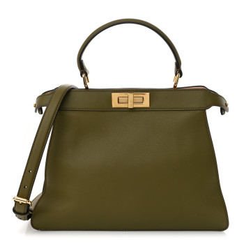FENDI Vitello Seta Shiny Nappa Medium Peekaboo I SEE U Satchel Avocado Light Rose