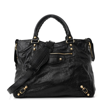 BALENCIAGA Agneau Giant 12 Gold Hardware Velo Black