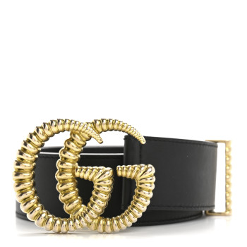 GUCCI Moon Calfskin Torchon Double G 40mm Belt 80 32 Black
