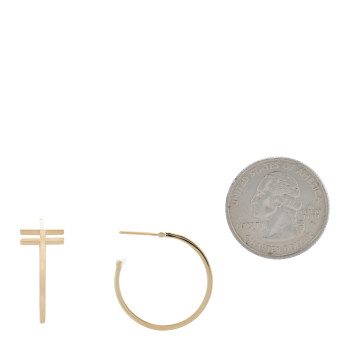 TIFFANY 18K Yellow Gold Medium T Wire Hoop Earrings