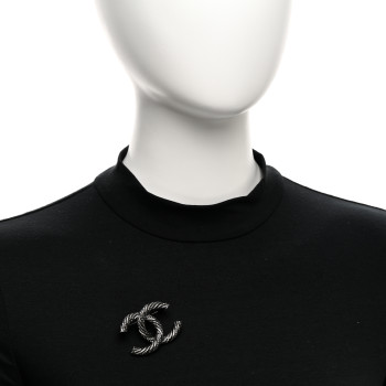 CHANEL Ruthenium Twisted CC Brooch