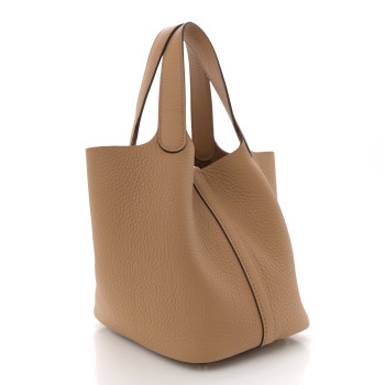 HERMES Taurillon Clemence Picotin Lock 18 PM Biscuit