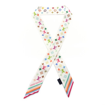 LOUIS VUITTON LV X TM Silk Monogram Multicolor BB Bandeau White
