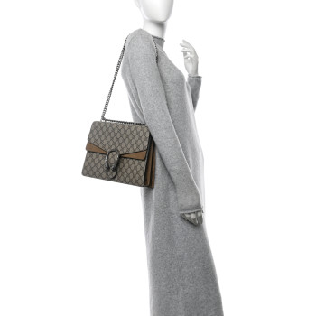 GUCCI GG Supreme Monogram Medium Dionysus Shoulder Bag Taupe