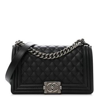 CHANEL Caviar Quilted Medium Boy Flap Black