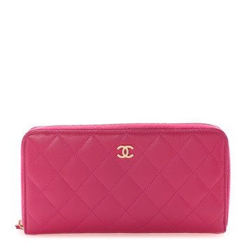CHANEL Caviar Quilted Large Gusset Zip Around Wallet Pink
