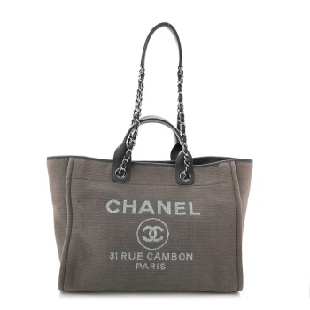 CHANEL Mixed Fibers Medium Deauville Tote Grey