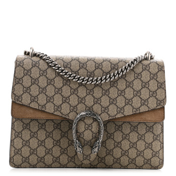 GUCCI GG Supreme Monogram Medium Dionysus Shoulder Bag Taupe