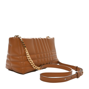 BURBERRY Lambskin Quilted Small Soft Lola Bag Maple Brown