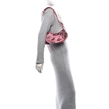 BALENCIAGA Agneau Arena Graffiti Le Cagole Shoulder Bag XS Sweet Pink