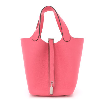 HERMES Taurillon Clemence Picotin Lock 18 PM Rose Azalee