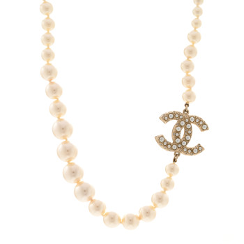 CHANEL Pearl CC 100th Anniversary Necklace Light Gold