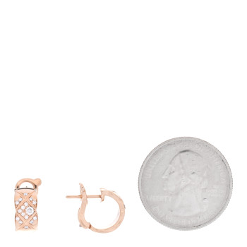 CHANEL 18K Beige Gold Diamond Coco Crush Hoop Earrings
