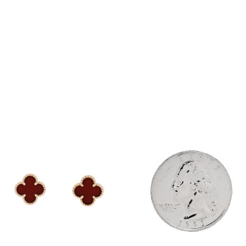 VAN CLEEF & ARPELS 18K Rose Gold Carnelian Sweet Alhambra Earrings