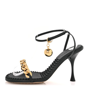 BOTTEGA VENETA Lambskin Dot 100mm Sandals 40 Black