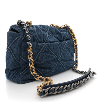 CHANEL Denim Quilted Large Chanel 19 Flap Blue CHANEL Denim Quilted Large Chanel 19 Flap Blue