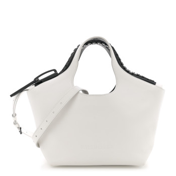 BALENCIAGA Shiny Calfskin Megazip Tote White