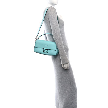FENDI X TIFFANY Nappa Silver Baguette Blue Tiffany Silver