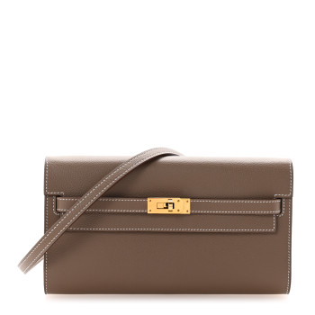 HERMES Evercolor Kelly Wallet To Go Etoupe