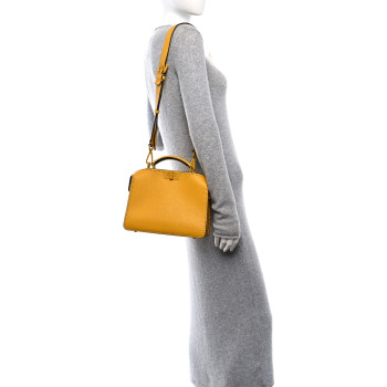 FENDI Cuoio Romano Vitello Cover Sellerissima Monochrome Mini Peekaboo I SEE U Satchel Sunflower