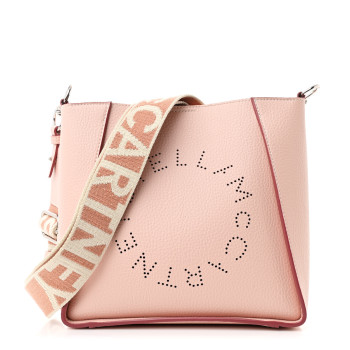 STELLA MCCARTNEY Grainy Alter Mat Perforated Logo Mini Crossbody Rose Pink