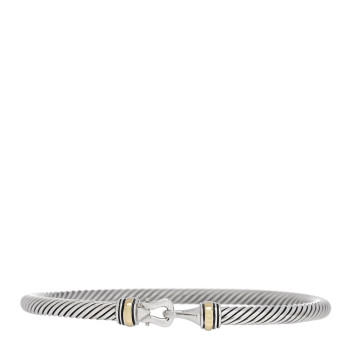 DAVID YURMAN Sterling Silver 18K Yellow Gold 4mm Cable Classic Buckle Bracelet