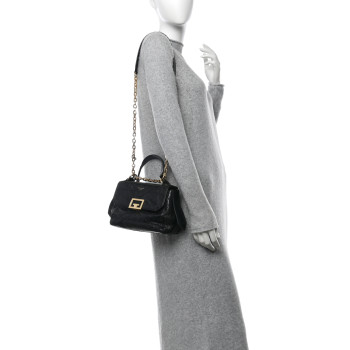 GIVENCHY Creased Patent Calfskin Small ID Flap Black