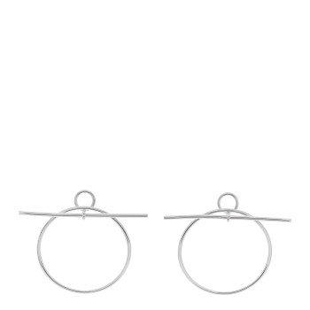 HERMES Sterling Silver MM Loop Earrings