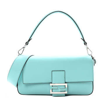 FENDI X TIFFANY Nappa Silver Baguette Blue Tiffany Silver