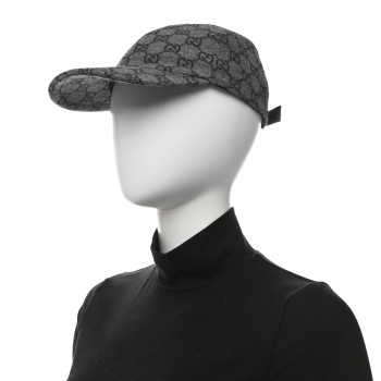 GUCCI Tessuto Wool GG Monogram Baseball Hat XL Moon Grey Dark Grey Black