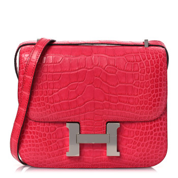 HERMES Matte Alligator Constance 18 Rose Extreme