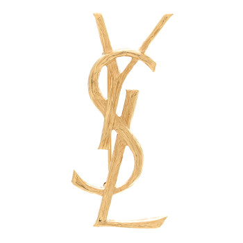 SAINT LAURENT Brass Cassandre Opyum YSL Twisted Brooch Gold