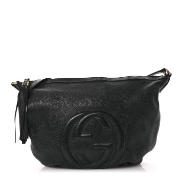 GUCCI Pebbled Calfskin Medium Soho Hobo Black