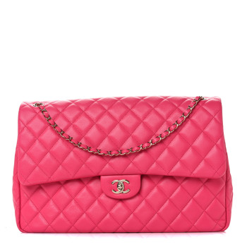 CHANEL Caviar Quilted XXL Travel Flap Bag Dark Pink