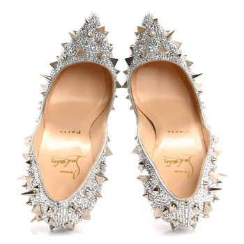 CHRISTIAN LOUBOUTIN Potpourri Strass Pigalli 120 Pumps 36 Silver