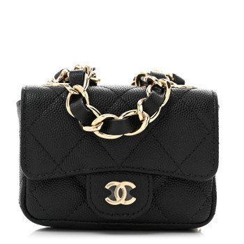 CHANEL Caviar Quilted Mini Chain Belt Bag Black