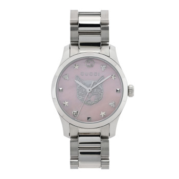 GUCCI Stainless Steel Pink Mother of Pearl 27mm G-Timeless Cat Quartz Watch